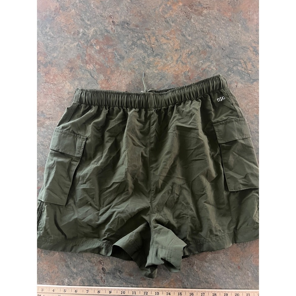 DSG Nylon Cargo Shorts Lightweight Elastic Waist Olive Green Mens Size M